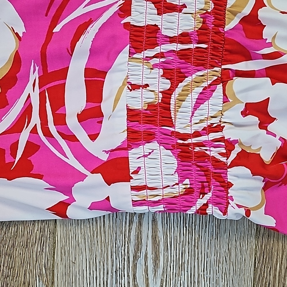 Vince Camuto Stretch Jersey Pink Red White Floral Sleeveless V Neck Maxi Dress - Picture 9 of 16